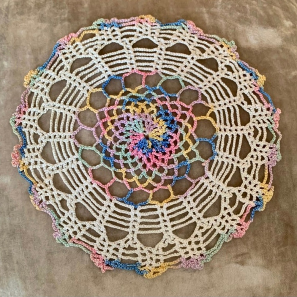 Vintage Rainbow Handmade Doily
